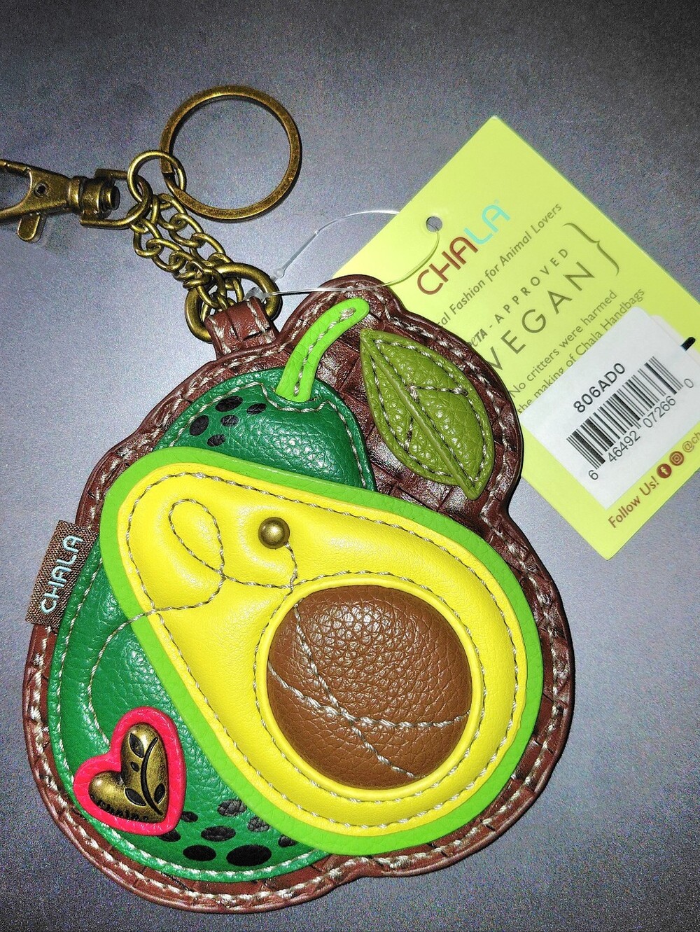 Chala Yellow Green Avocado Keychain, Charm, Coin Purse